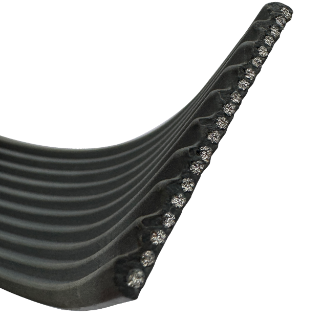 Grey Flat Belt,50mm Width, 20-Core with single-sided PV groove