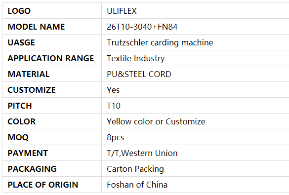 textile machine timing belt specification
