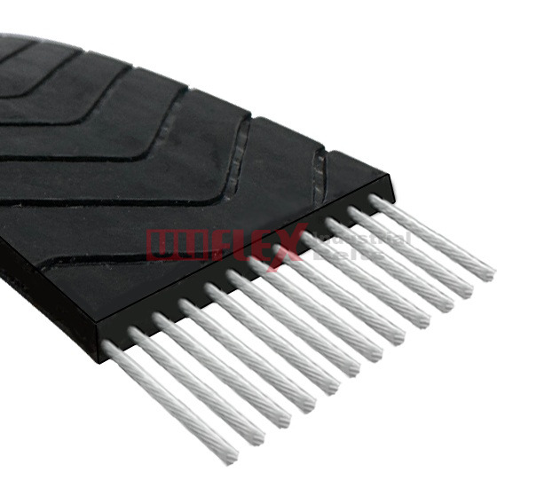 Elevator Black Flat Steel Belt 30mm Width 12 Core with Single Sided V Groove
