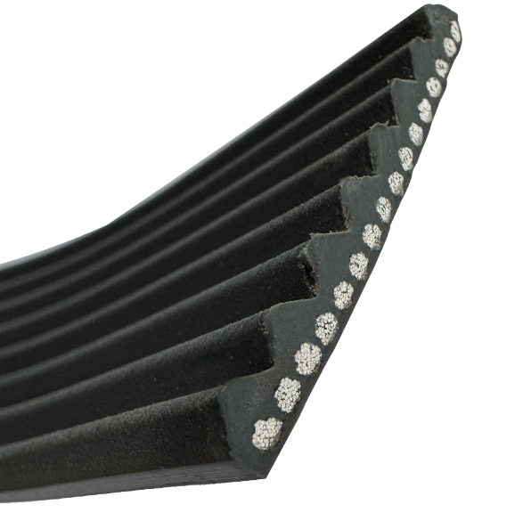Grey Flat Belt, 40mm Width, 16-Core with single-sided PV groove